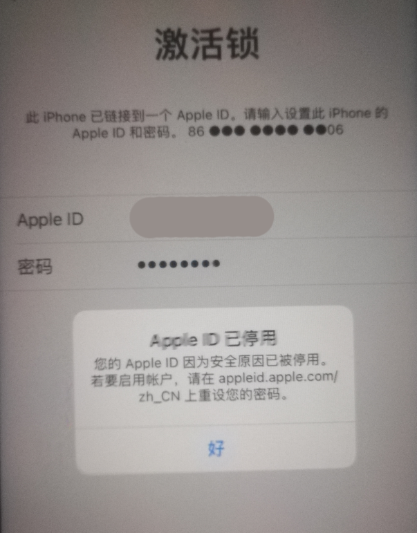 茌平苹果手机维修分享iPhone 12 出现提示“Apple ID 已停用”怎么办 